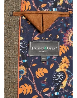 Paisley & Gray Slim Fit Suit Separates Coat, Caramel Donegal -Elite Suit Shop MW40 3X0E 77 PAISLEY GRAY CARAMEL DONEGAL ALT3
