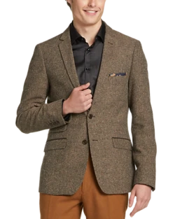 Paisley & Gray Slim Fit Suit Separates Coat, Caramel Donegal -Elite Suit Shop MW40 3X0E 77 PAISLEY GRAY CARAMEL DONEGAL ALT5