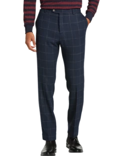Paisley & Gray Slim Fit Suit Separates Pants, Navy Herringbone Windowpane