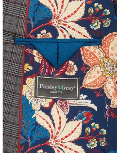 Paisley & Gray Slim Fit Suit Separates Coat, Red Check -Elite Suit Shop MW40 3X46 66 PAISLEY GRAY CHARCOAL RED CHECK ALT3