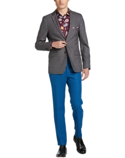 Paisley & Gray Slim Fit Suit Separates Coat, Red Check -Elite Suit Shop MW40 3X46 66 PAISLEY GRAY CHARCOAL RED CHECK ALT5