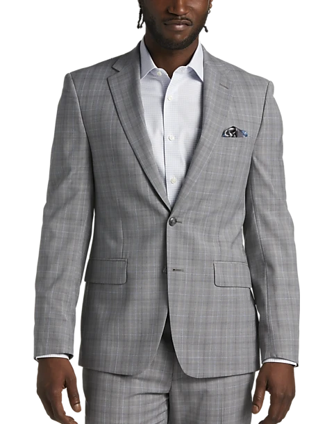 Calvin Klein Slim Fit Suit Separates, Gray Plaid 1 Calvin Klein Slim Fit Suit Separates, Gray Plaid