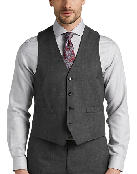 Joseph Abboud Classic Fit Suit Separates Vest, Gray Sharkskin 1 Joseph Abboud Classic Fit Suit Separates Vest, Gray Sharkskin
