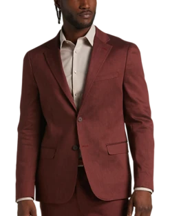 Calvin Klein X-Fit Slim Fit Linen-Blend Suit Separates Coat, Brick