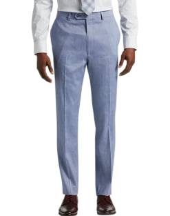 Calvin Klein Slim Fit Suit Separates Linen-Blend Pants, Light Blue