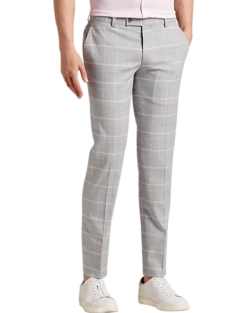 Egara Skinny Fit Suit Separates Pants, Gray & Pink Plaid