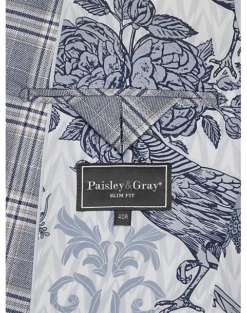 Paisley & Gray Slim Fit Suit Separates, Blue & Beige Check -Elite Suit Shop MW40 3XKR 67 PAISLEY GRAY BLUE BEIGE CHECK ALT3