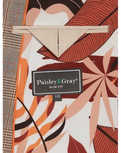 Paisley & Gray Slim Fit Suit Separates Coat, Tan And Gray Plaid -Elite Suit Shop MW40 3XL0 65 PAISLEY GRAY TAN GREY PLAID ALT3