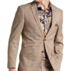 Paisley & Gray Slim Fit Suit Separates Coat, Tan And Gray Plaid