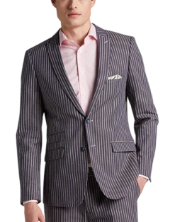 Paisley & Gray Slim Fit Suit Separates Coat, Blue And Pink Stripes