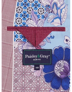 Paisley & Gray Slim Fit Suit Separates Coat, Cranberry Windowpane -Elite Suit Shop MW40 3XLY 60 PAISLEY GRAY CRANBERRY WINDORPANE ALT3