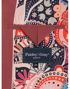 Paisley & Gray Slim Fit Suit Separates Coat, Dark Pink -Elite Suit Shop MW40 3XM2 07 PAISLEY GRAY DARK PINK KNIT ALT3