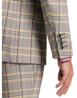 Paisley & Gray Slim Fit Suit Separates Coat, Olive & Yellow Check -Elite Suit Shop MW40 3XM6 60 PAISLEY GRAY OLIVE YELLOW CHECK ALT2