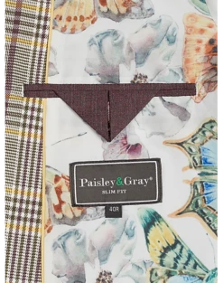 Paisley & Gray Slim Fit Suit Separates Coat, Olive & Yellow Check -Elite Suit Shop MW40 3XM6 60 PAISLEY GRAY OLIVE YELLOW CHECK ALT3