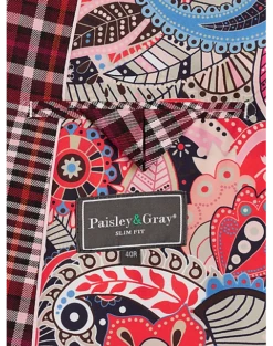 Paisley & Gray Slim Fit Suit Separates Coat, Pink Plaid -Elite Suit Shop MW40 3XMF 60 PAISLEY GRAY PINK PLAID ALT3