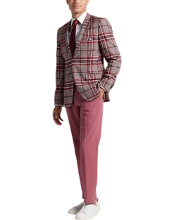 Paisley & Gray Slim Fit Suit Separates Coat, Pink Plaid -Elite Suit Shop MW40 3XMF 60 PAISLEY GRAY PINK PLAID ALT5
