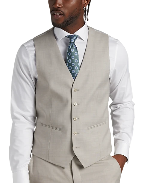 JOE Joseph Abboud Slim Fit Suit Separates Vest, Tan Sharkskin 1 JOE Joseph Abboud Slim Fit Suit Separates Vest, Tan Sharkskin