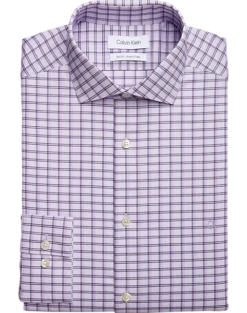 Calvin Klein Slim Fit Embroidered Logo Dress Shirt, Lavender Plaid