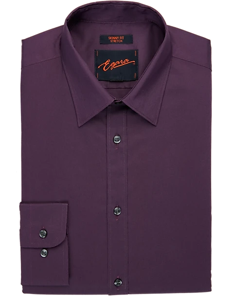 Egara Skinny Fit Dress Shirt, Plum -Elite Suit Shop MW40 5EXF 17 EGARA PLUM MAIN