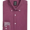 Michael Strahan Four-Way Stretch Modern Fit Dress Shirt, Burgundy Dot
