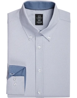 Michael Strahan Four-Way Stretch Modern Fit Dress Shirt, White Dot