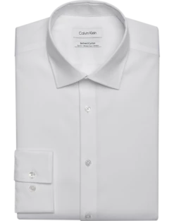 Calvin Klein Refined Cotton Stretch Supima Slim Fit Dress Shirt, White