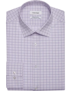 Calvin Klein Refined Cotton Stretch Supima Slim Fit Dress Shirt, Lilac Plaid