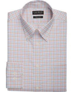 Lauren By Ralph Lauren UltraFlex Classic Fit Button-Down Collar Dress Shirt, Orange Plaid