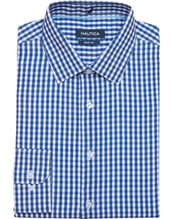 Nautica Slim Fit Four-Way Stretch Dress Shirt, Blue Check