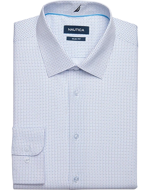 Nautica Slim Fit Four-Way Stretch Dress Shirt, Blue Dot 1 Nautica Slim Fit Four-Way Stretch Dress Shirt, Blue Dot