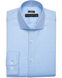Pronto Uomo Classic Fit Spread Collar Dress Shirt, Blue Herringbone
