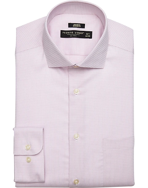 Pronto Uomo Modern Fit Dress Shirt, Pink Check 1 Pronto Uomo Modern Fit Dress Shirt, Pink Check