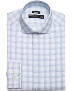 Pronto Uomo Modern Fit Spread Collar Dress Shirt, Blue And Teal Plaid