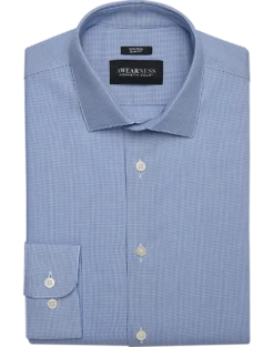 Awearness Kenneth Cole Slim Fit Spread Collar Dress Shirt, Blue Check