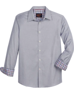 Egara Slim Fit Spread Collar Sport Shirt, Navy Houndstooth