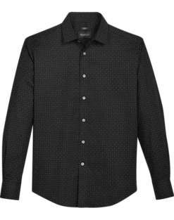 Awearness Kenneth Cole Slim Fit Spread Collar Sport Shirt, Black