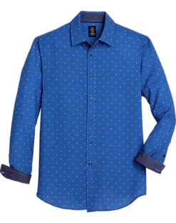 Michael Strahan Slim Fit Sport Shirt, Navy Swirl Dot