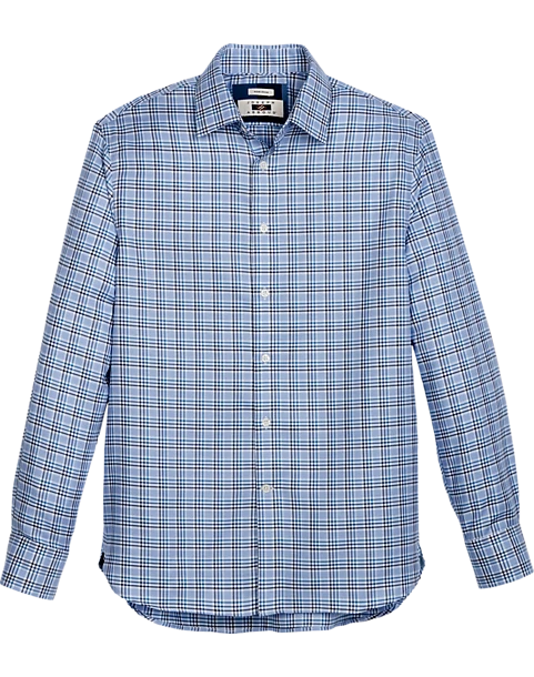 Joseph Abboud Non-Iron Modern Fit Spread Collar Sport Shirt, Blue Check 1 Joseph Abboud Non-Iron Modern Fit Spread Collar Sport Shirt, Blue Check