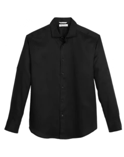 Cubavera Modern Fit Long Sleeve Linen-Blend Shirt, Black
