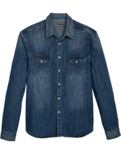 Paisley & Gray Slim Fit Western Shirt, Medium Denim