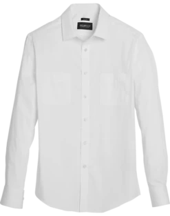 Awearness Kenneth Cole Slim Fit Military Sport Shirt, Bright White