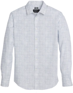 Awearness Kenneth Cole Modern Fit Sport Shirt, Light Blue Hatch Pattern