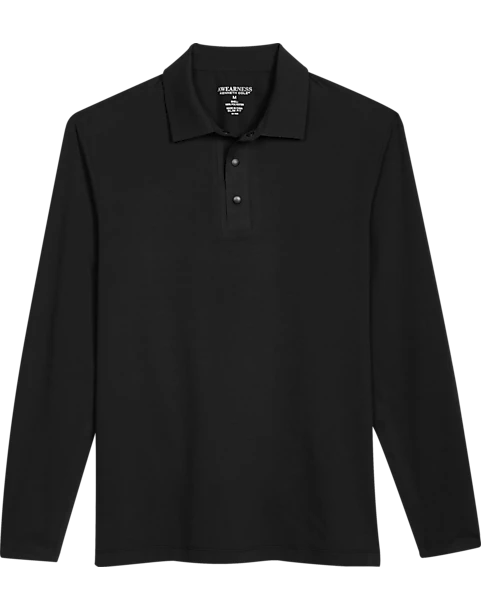 Awearness Kenneth Cole Modern Fit Long Sleeve Polo, Black 1 Awearness Kenneth Cole Modern Fit Long Sleeve Polo, Black
