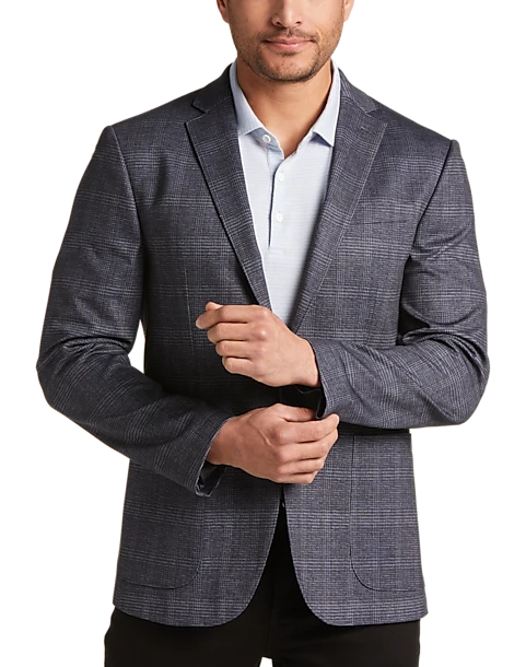 Awearness Kenneth Cole Slim Fit Knit Sport Coat, Navy Plaid 1 Awearness Kenneth Cole Slim Fit Knit Sport Coat, Navy Plaid