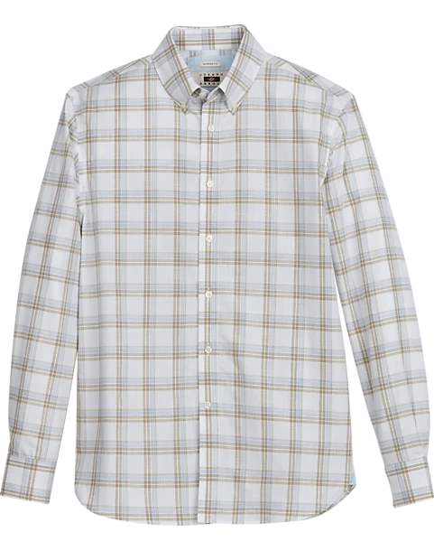 Joseph Abboud Modern Fit Short Sport Shirt, Olive Plaid 1 Joseph Abboud Modern Fit Short Sport Shirt, Olive Plaid