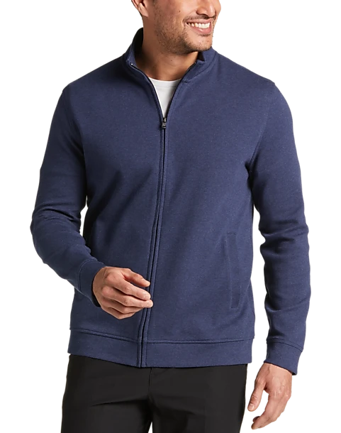 Joseph Abboud Modern Fit Full-Zip Sweater, Navy 1 Joseph Abboud Modern Fit Full-Zip Sweater, Navy