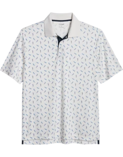 Haggar Modern Fit LIFE KHAKI™ Short Sleeve Polo, White Seahorse Pattern