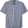 Haggar Modern Fit LIFE KHAKI™ Short Sleeve Plaid Sport Shirt, Dark Blue Plaid