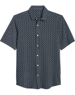 Haggar Modern Fit Short Sleeve Pique Sport Shirt, Dark Blue