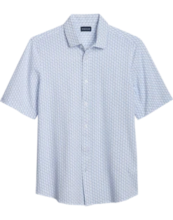 Haggar Modern Fit Short Sleeve Pique Sport Shirt, Light Blue